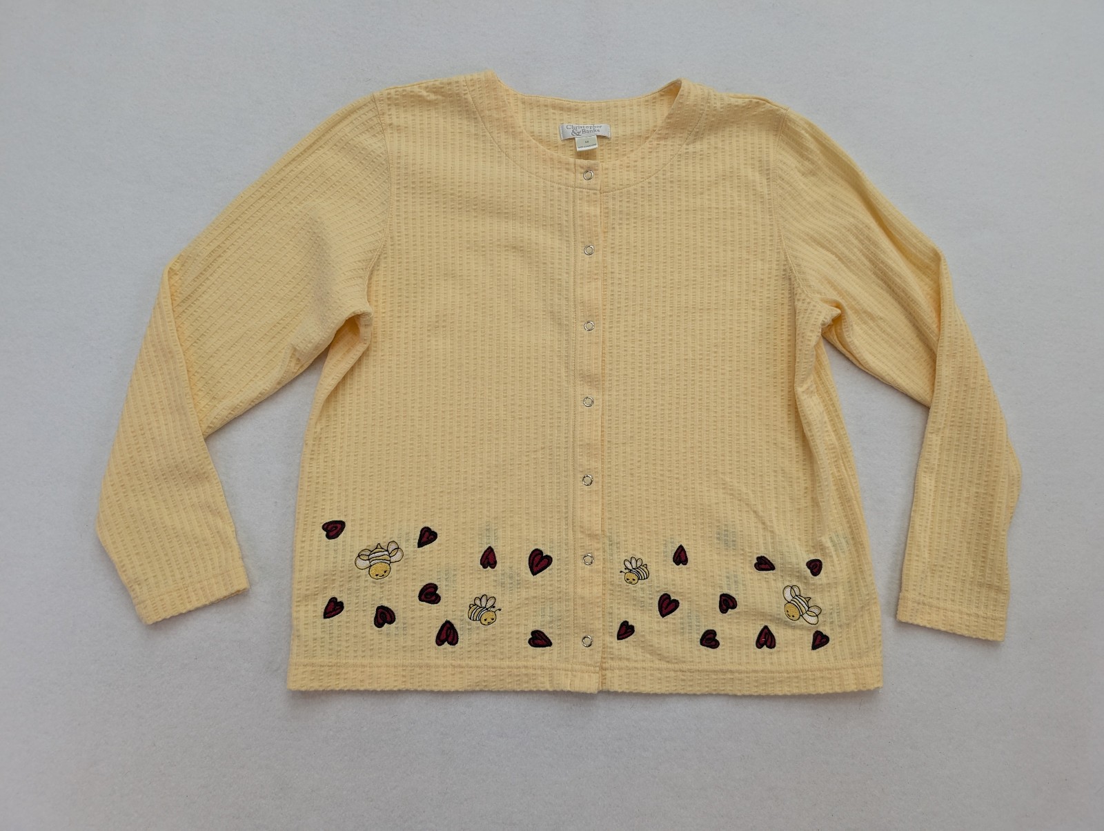 Christopher & Banks Women's Sweater Size M Yellow Lightweight Stretch Knit Bee