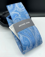 MICHAEL KORS Men's Polyester Tie  Blue  Paisley Pattern  NEW MSRP: 69.50