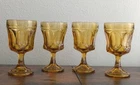 MCM Vintage Anchor Hocking Glass Fairfield Amber On The Rocks Goblet Set of 4💛
