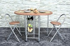 Space Saving Foldable Dining Table & Chairs Kitchen Breakfast Bar 2 Seater