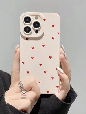 Rotes Herz weiche stoßfeste Hülle mit Perlenarmband für iPhone Sumsung Redmi