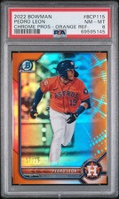 2022 Bowman Chrome Pedro Leon /25 orange refractor PSA 8 NM-MT