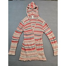American Rag Striped Open Front Hooded Cardigan Sweater Women's Size M