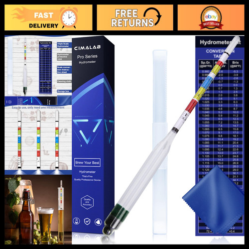Triple Scale Hydrometer for Wine, Beer, Mead & Kombucha - ABV & Brix Tester
