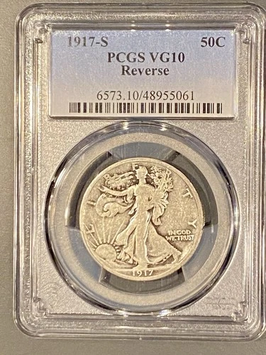 1917-S 50c Walking Liberty Half Dollar PCGS VG 10 | Reverse