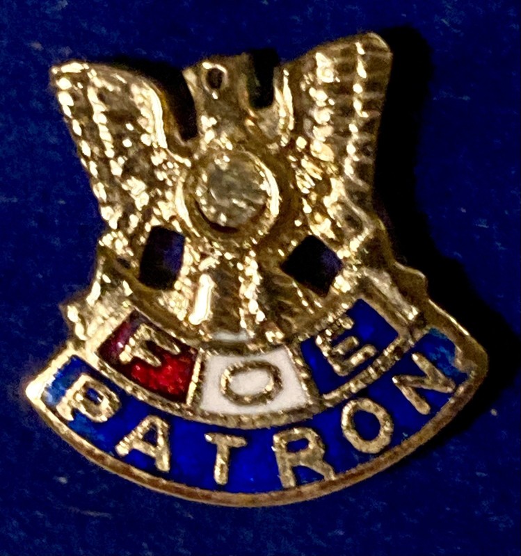 Fraternal Order Of Eagles Service FOE Eagle Rhinestone pushback pin lapel Patron