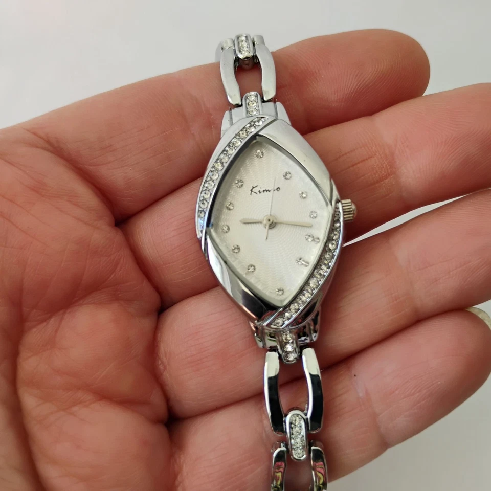 NOS Kimio Silver Tone Pave Crystal Quartz Ladies Watch Bracelet KW6010S - Image 3 of 4