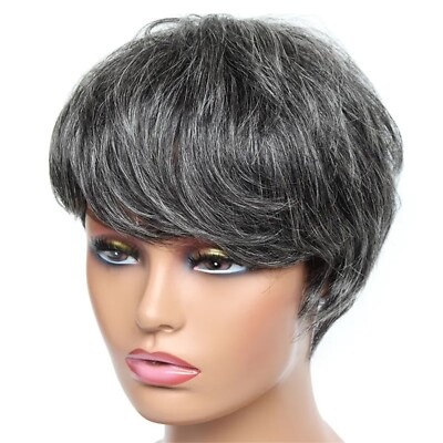 Kurze Bob Perücke Echthaar Pixie Cut Wig Echthaar für Damen Perruque Cheveux