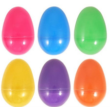 Easter Assorted Plastic Large Egg Capsules 7.5cm - Pack of 6