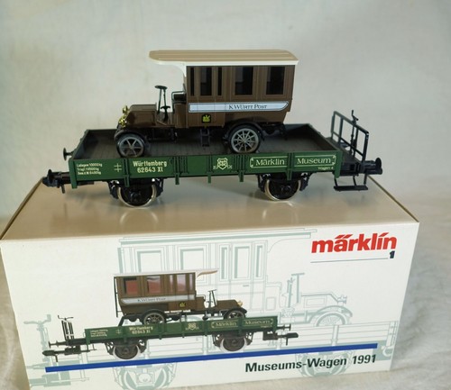 Märklin escala 1 1991 vagón de museo vagón plano con autobús postal época 1 excelente embalaje original - Imagen 2 de 2