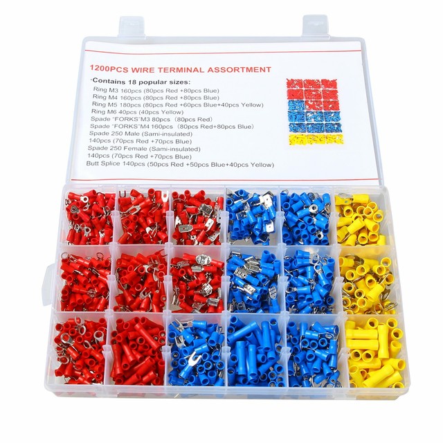 1200X Assorted Electrical Wiring Connectors Crimp Terminals Kits Insulated EFD