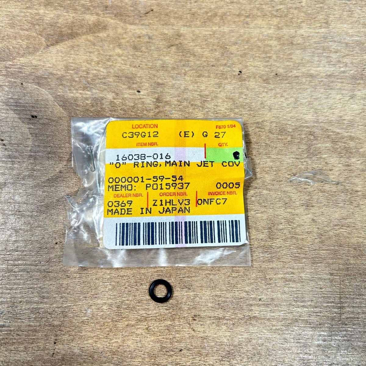 Kawasaki OEM NOS O-RING MAIN JET COV / 16038-016 / Z1 KZ900 KZ1000
