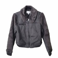 Joa Gray Faux Shearling Cropped Jacket