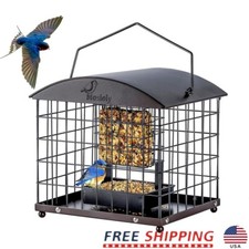 Squirrel Proof Caged Suet Feeders Dual Purpose Wild Bird Feeders W/ Tray Durable