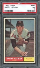 BB - 1961 - Topps - #560 - Barry Latman - PSA 7 - NM