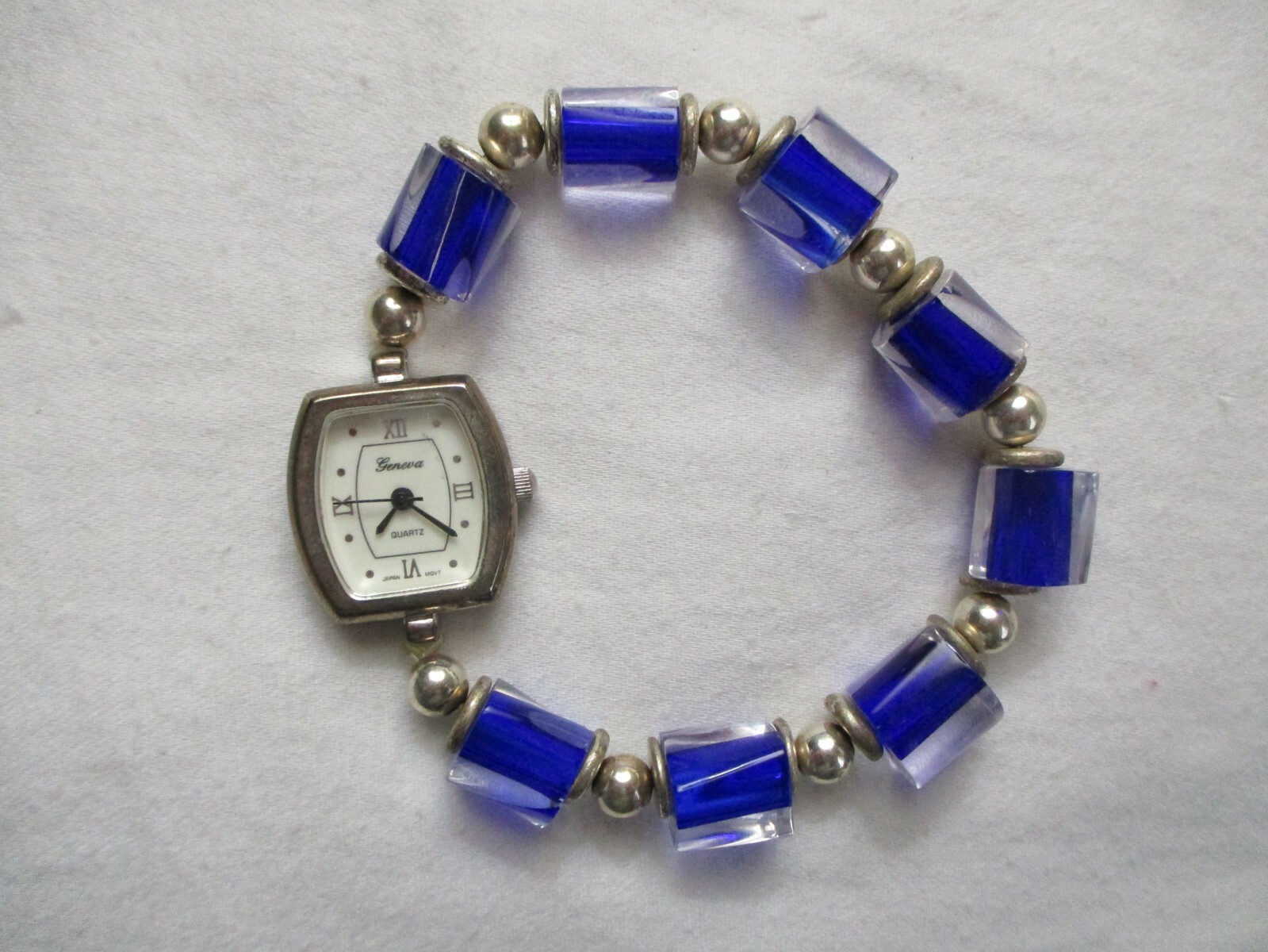 Geneva Wristwatch White Rectangular Face Silver T… - image 7