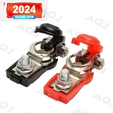 2X Adjustable Brass Battery Terminal Clamp Clips Negative Positive For Car Truck