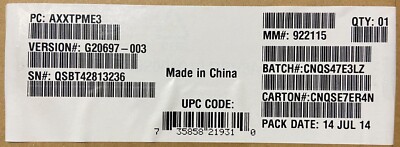 Intel AXXTPME3 Trusted Platfrom Module for E3 based boards and systems NEW