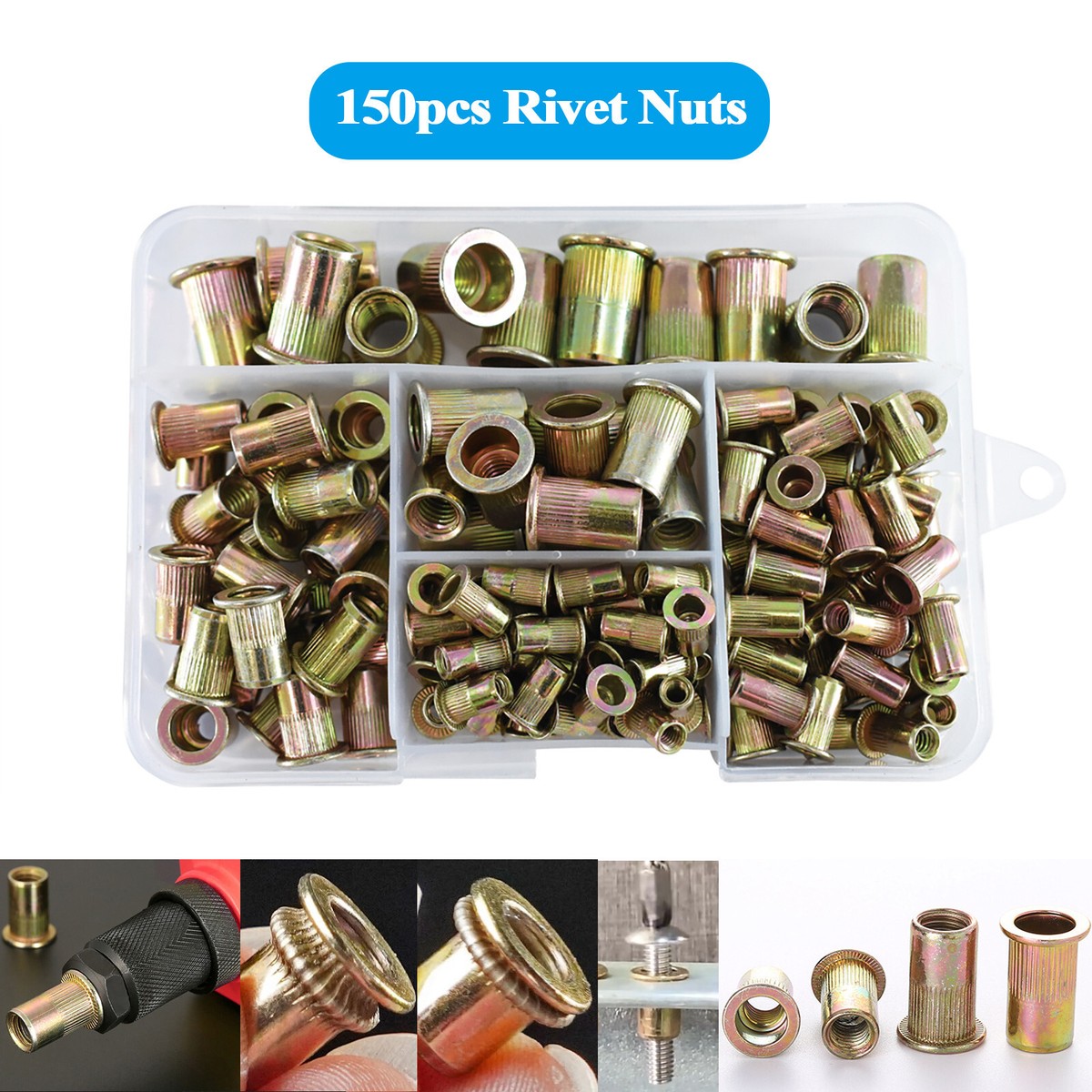 Metric Bolt Kit 10Pcs M3 M4 M5 M6 M8 M10 M12 304 Stainless Steel Rivnut ...
