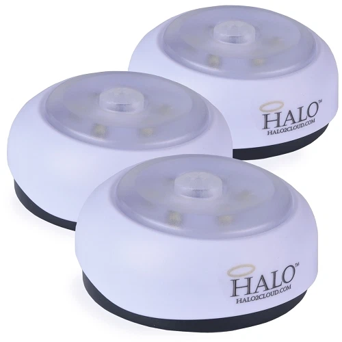 HALO Set of 3 6 LED Wireless Motion Sensing Puck Lights White BRAND NEW