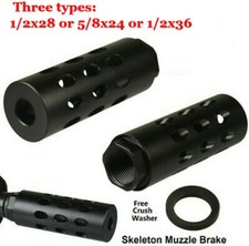 US Lite Black Slant Port Low Concussion Muzzle Brake for 1/2x28, 5/8x24, 1/2x36