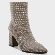 A New Day Women's Cassidy Silver Grey Rhinestone Ankle Boots Pick Size New w Tag