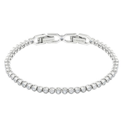 Swarovski Emily Armband, Rundschliff, Weiß, Rhodiniert
