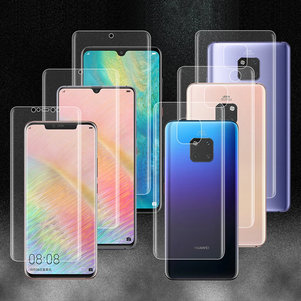 Lote de película blanda protectora de pantalla completamente cubierta frontal trasera para Huawei Mate 20 X Pro Foto 3 de 4