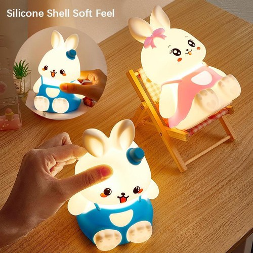 Lampada coniglio in silicone con batteria simpatica bambini luci notturne 5 colori led che cambiano - Foto 8 di 26
