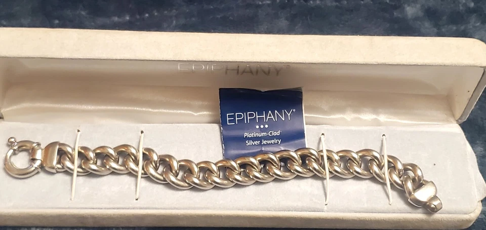 Brazalete Epifanía Platino Chapado 9.25 Plata de Ley Audaz Eslabones, 8" Foto 2 de 4