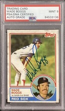 Wade Boggs Signed 1983 Topps #498 Rookie Card Red Sox PSA/DNA Autograph Mint 9