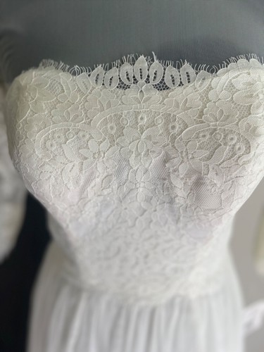 Galina Size 0 Ivory Wedding Dress Illusion Bodice w/Lace Sleeves STYLE# WG3817 - Picture 8 of 22