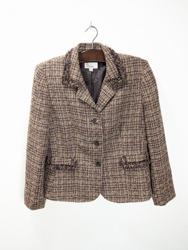 Vintage COLLECTIONS FOR LE SUIT Womens Blazer Jacket Brown 90s Uk 14 - Picture 2 of 11