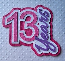 Birthday Age Title Number 13 Pink. Scrapbook, Card Making Paper Piecing