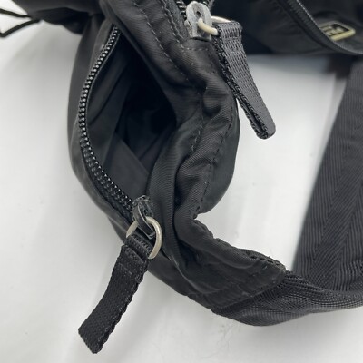 PRADA Belt Bag Black VA0056 Body Bag Waist Pouch Nylon Black Auth