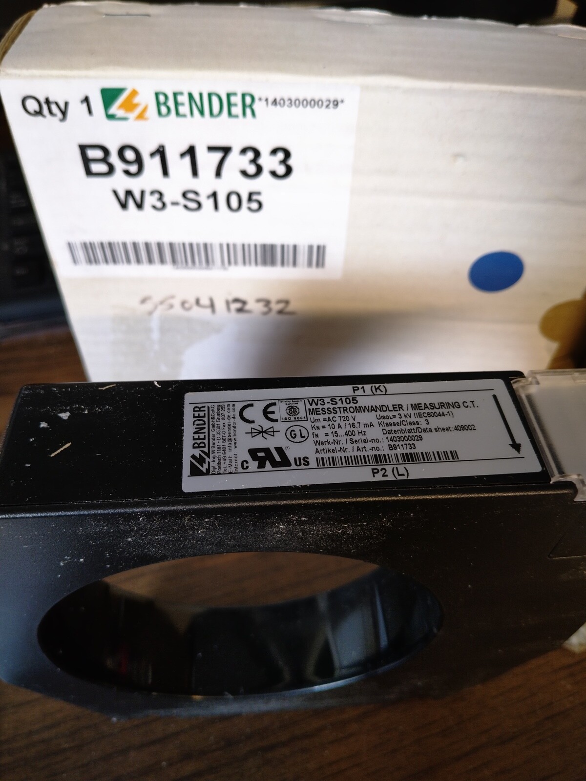 Bender Current Transformer W3-S105 B911733 | eBay