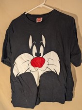 Vintage Looney Tunes Sylvester Face T-Shirt Black Medium Made in USA
