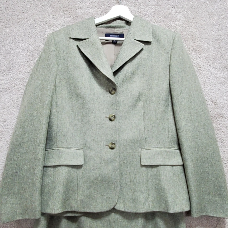 Jones Wear Falda Traje Mujer 14 Verde Gris Negocios Carrera Oficina Academia Foto 2 de 4