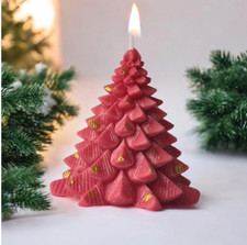 Handmade Christmas Tree Shaped Candle Model 6 Pink Gold Spots Holiday Décor Gift