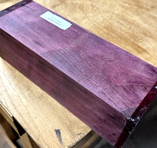 TWO (2) EXOTIC LARGE KILN DRIED PURPLEHEART TURNING BLANK LUMBER 4" x 4" x 12" - Picture 2 of 3