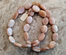 Beige Gemstone 16 x 11 mm Oval 17 inch Strand of 28 Smooth Beads Jewelry Making