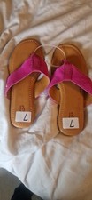 Ugg purple/pink flip flops size EU 34 suede upper leather soles sandals thongs 