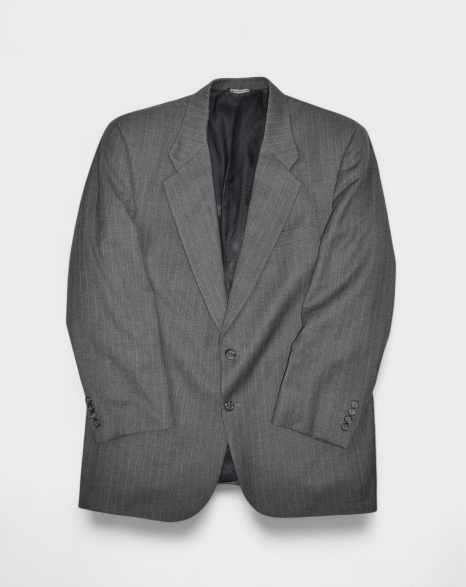 Burberry Blazer Mens 44R Grey Chalk Stripe Wool Sport Coat Suit