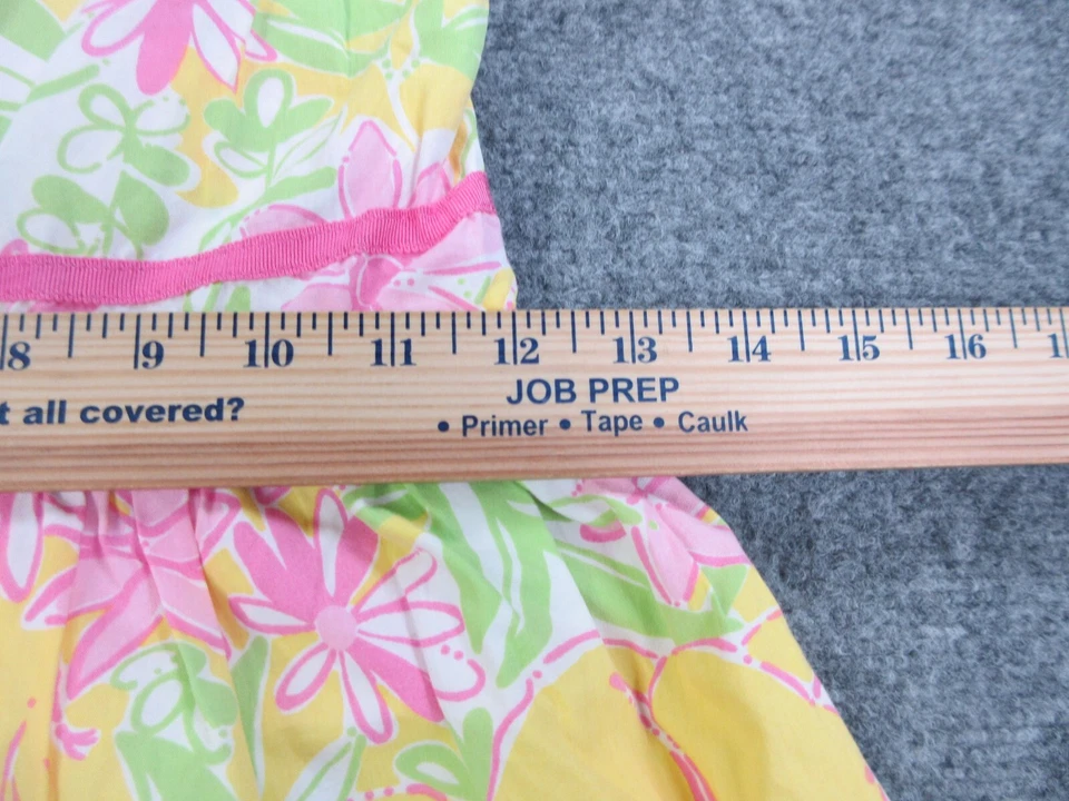 Vestido Lilly Pulitzer Niñas 6X Amarillo Floral Forrado Informal Preppy Foto 4 de 4