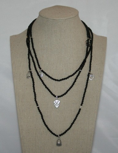 Silpada Sterling Silver HTF Black Onyx Beaded Charm "Nightfall" Necklace N2885