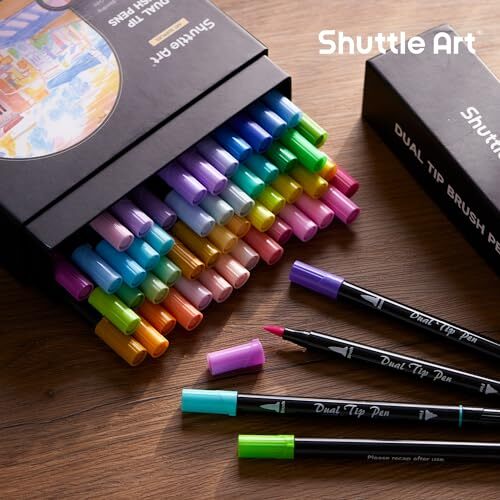 56 Pastel Colors Dual Brush Pen Art Markers Fine and Brush Tip Markers perfec...