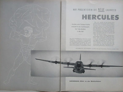 10/1957 PUB LOCKHEED C-130 HERCULES USAF ORIGINAL GERMAN AD