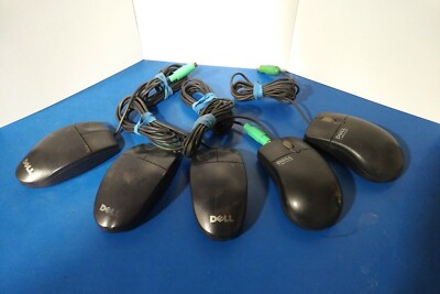 Dell / Microsoft / Logitech 5x Mice LOT - Scroll Wheel - PS/2 - USED - 