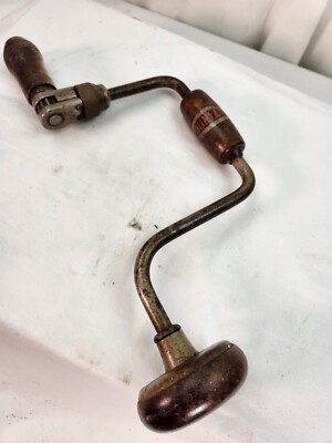 Vintage Dunlap Hand Ratchet Brace Drill Auger 10'' Sweep Broken Jaw For Parts