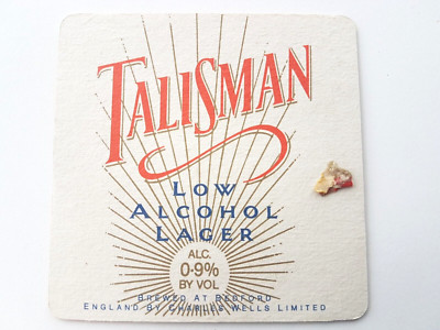 Vintage Charles Wells - Talisman alkoholarm Lager Cat No'176 Bierdeckel Untersetzer